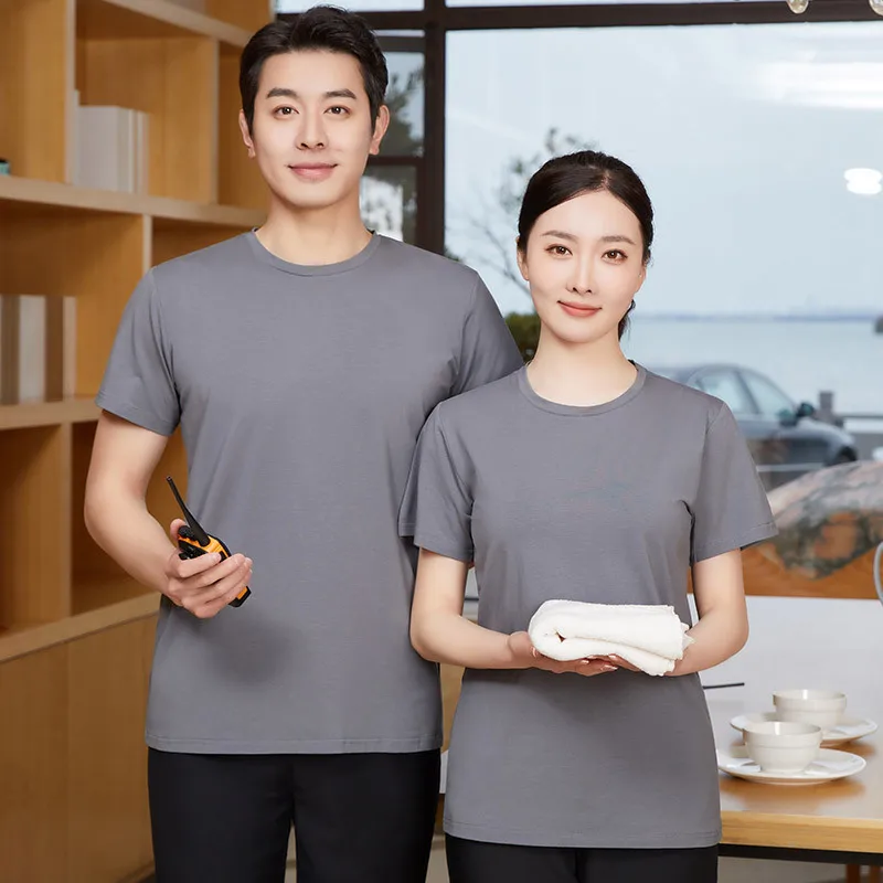 

Рабочая одежда для уборки помещений, женская униформа с короткими рукавами для работы в отелях, униформа для горничных, униформа для уборщиц, большие размеры, летняя одежда