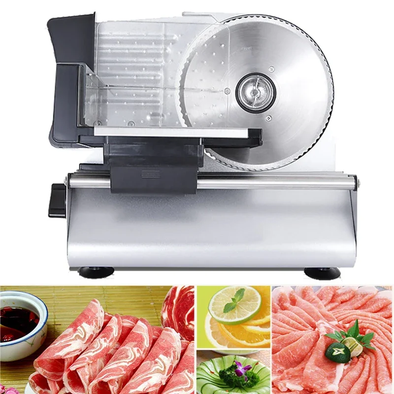 200W Electric Meat Slicer Mutton Roll Beef Cutter Lamb Potato Rolls Vegetable Cutting Machine Bread Slices Adjustable Mincer