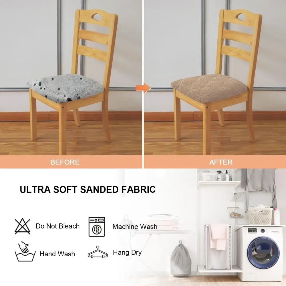 Stain Resistant Dining Chair Covers Waterproof Oil-proof Seat Covers Pet Claw Resistant Easy Clean Kitchen Chair Protectors