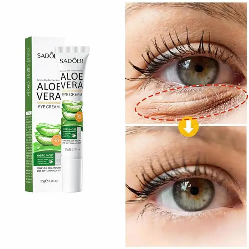 SADOER Aloe Vera Moisturizing Eye Cream Anti Dark Circles Eye Bags Firming Smooth Eye Contour Beauty Health Skin Care Cosmetics