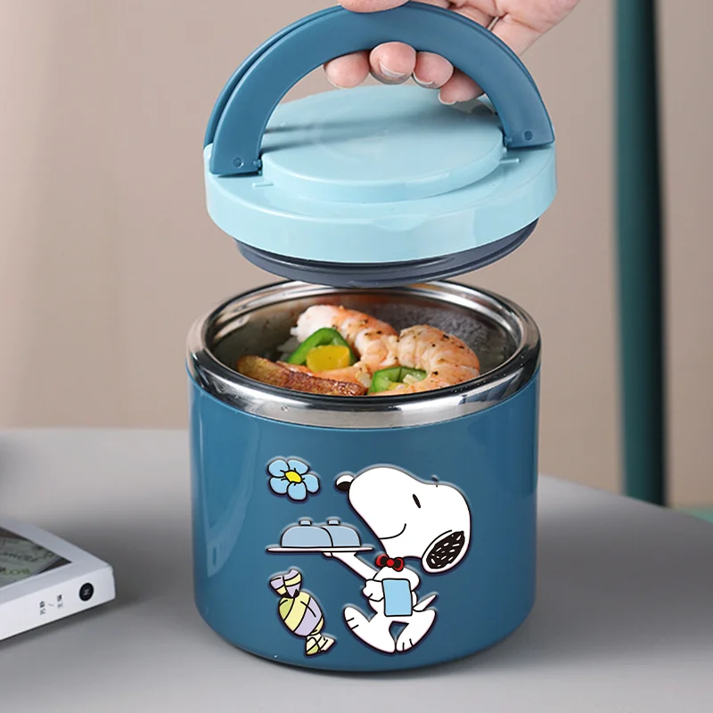 

Термос-ланчбокс Snoopys из нержавеющей стали: милый аниме-мультяшный дизайн, модный контейнер для еды для детей, студентов, женщин, сумка для обеда