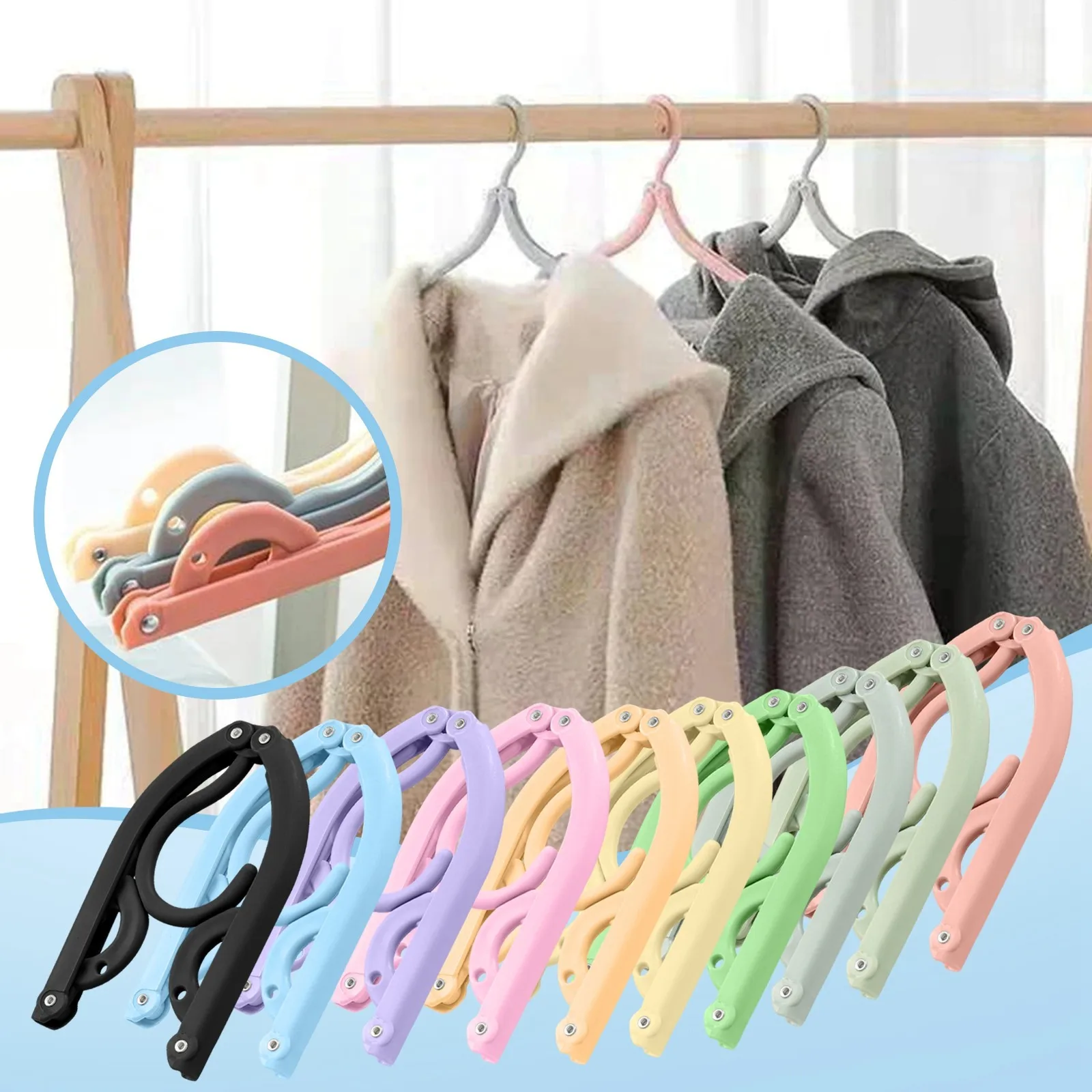 10pcs Folding Travel Hangers Portable Folding Clothes Hangers Travel Space Saving Foldable Clothes Drying Rack for Adult