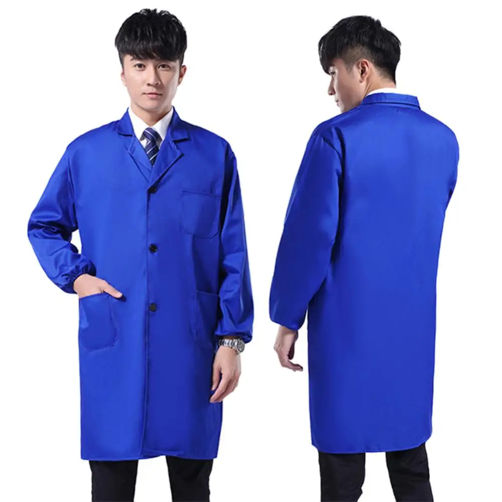 ملابس عمل بأكمام قصيرة للرجال ، أزرار وجيوب ، معطف مختبر ، مقاوم للغبار ، ملابس عمل ، مستودع