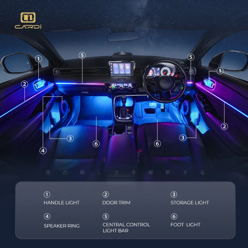 Hot selling：Supplier Factory Partnership 'CARDI' OEM Ambient Light Kit for  HR-V Dynamic Color Shifting Plug-and-Play
