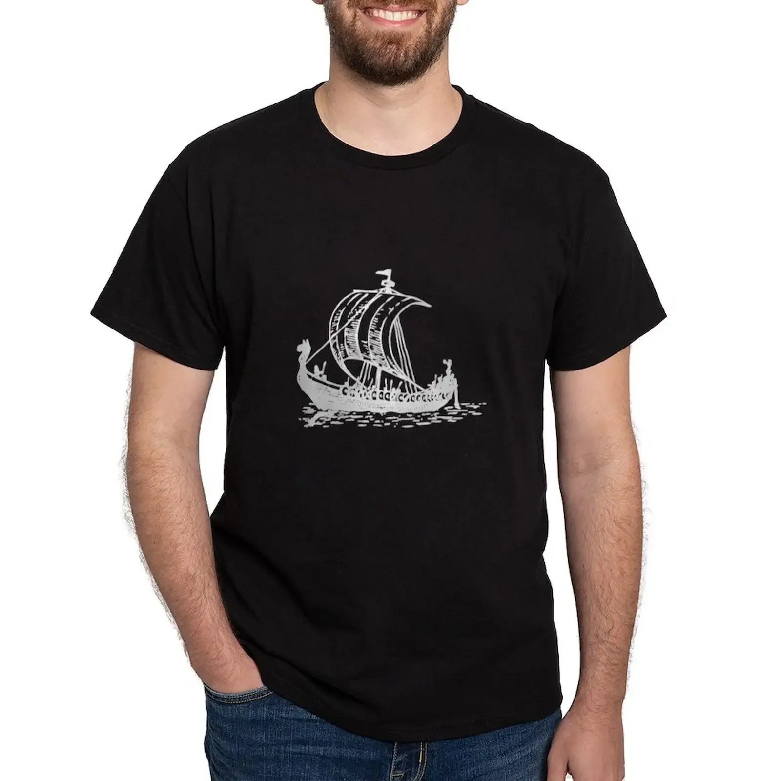 CafePress Viking Ship Dark T Shirt 100 Cotton 573796841 vintage Washed Stretched Breathable fashion Slightly Stylish Unisex