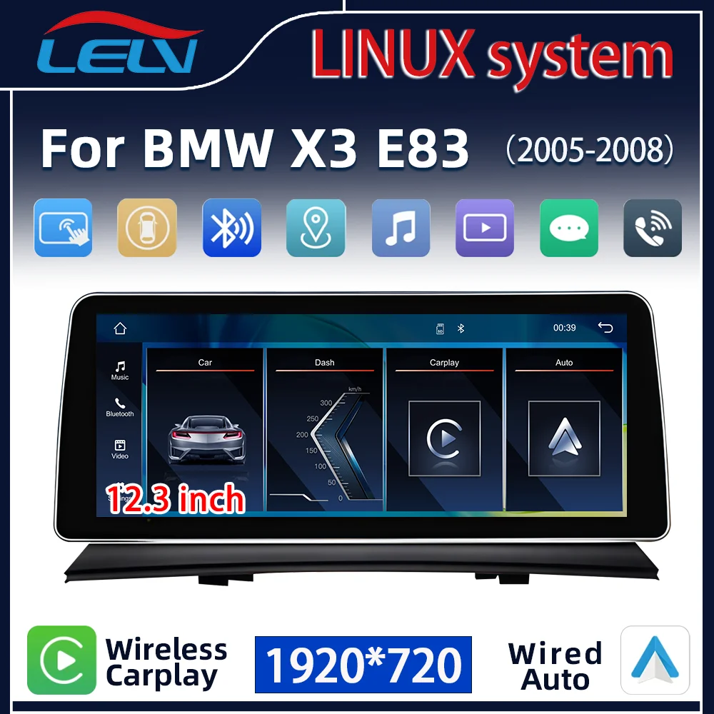 

Touch Screen Wireless CarPlay Android AUTO Car Radio 12.3inch Linux System For BMW X3 E83 Car mounted Bluetooth video player