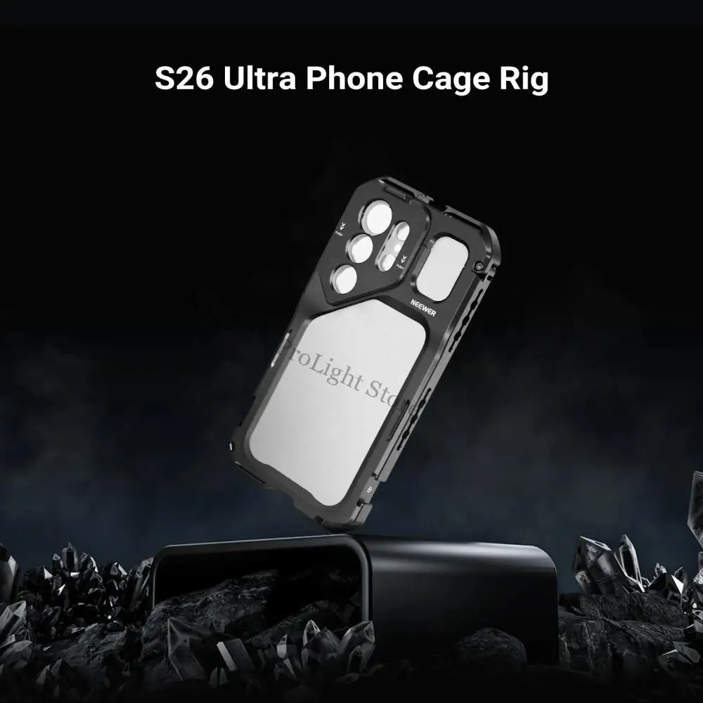 NEEWER S26 Ultra Phone Cage Mobile Video Rig Stabilizer Vlog Kit with 3X Backplate for 67mm Filter 17mm Phone Lens T Mount Lens