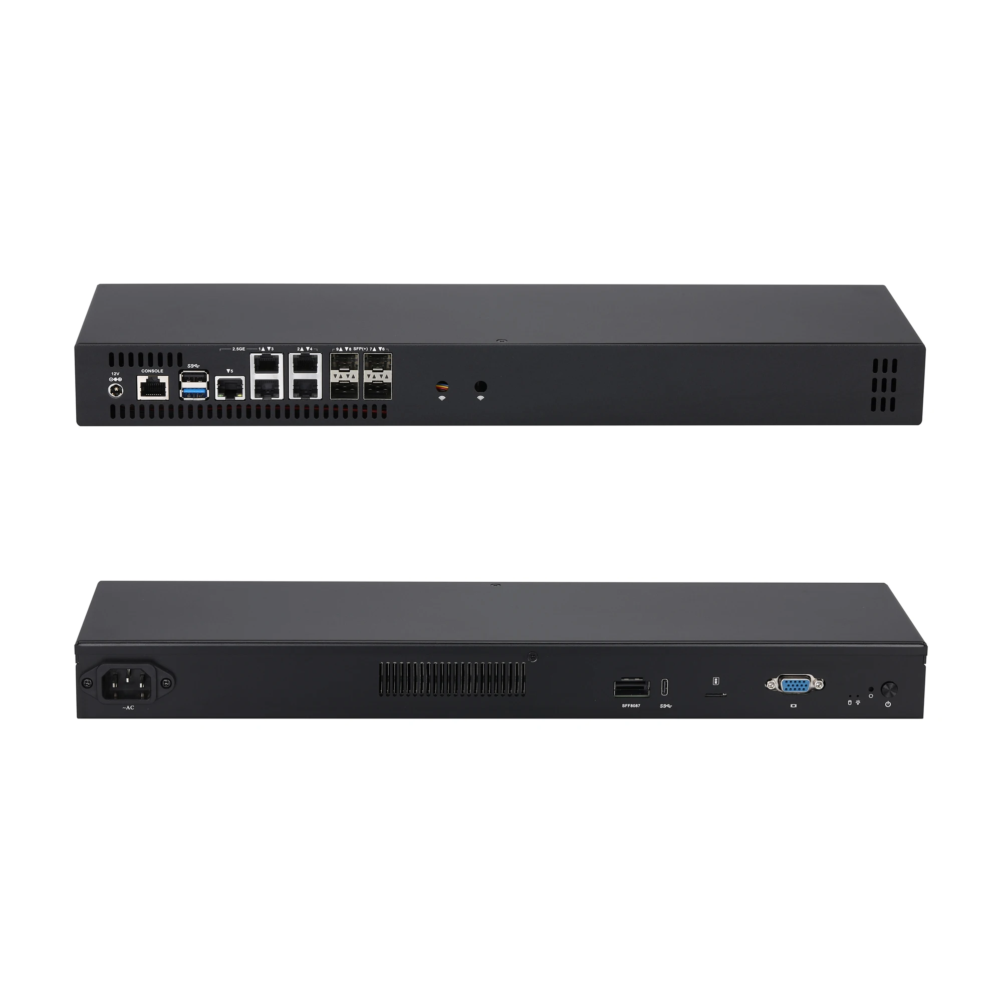 Qotom C3758R C3958 1U Rackable Server Atom Denverton 4*X553 10G SFP+ 5*2.5G LAN Barebone Firewall Router Network Mini PC