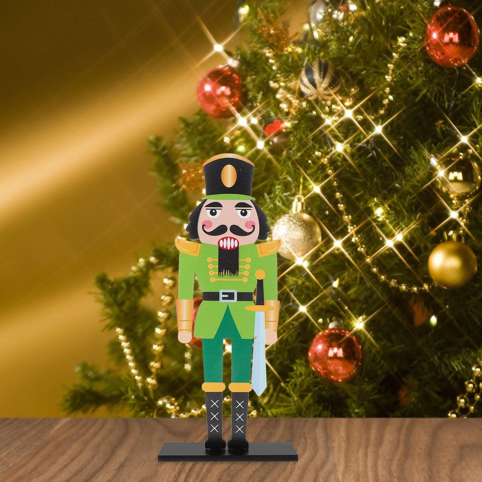 

Charming Wooden Nutcracker Soldier Figure Christmas Tabletop Mantel Decor Home Adornment Festive Season Intricate Craftsmanship