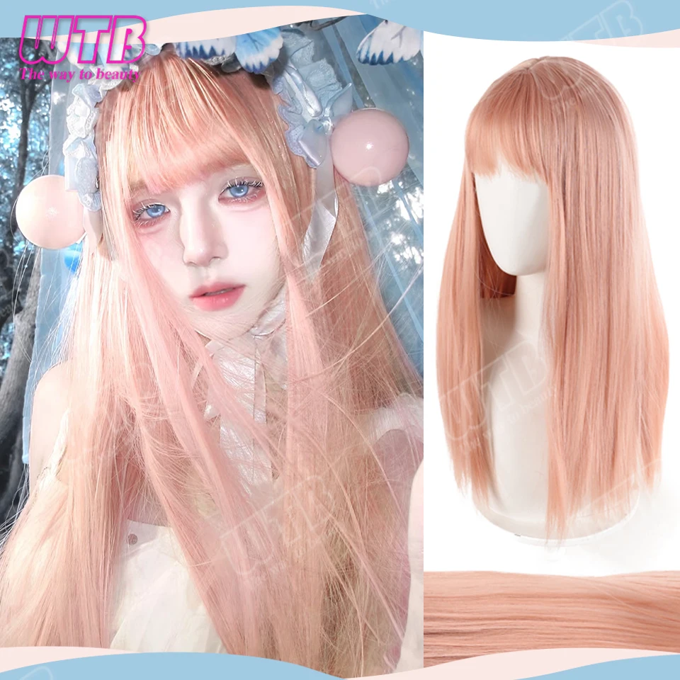 

Multi-Color Straight Hair Synthetic Lolita Wig Long Straight Hair Wig with Bangs Suitable for Various Styles Cosplay and Outings