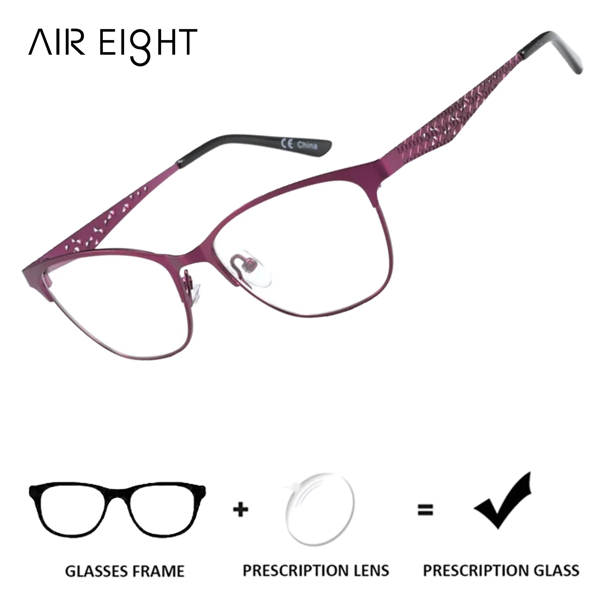 AIR EIGHT Butterfly Metal pour femmes, lunettes de vue avec verres progressifs, myopie, lunettes optiques photochromiques