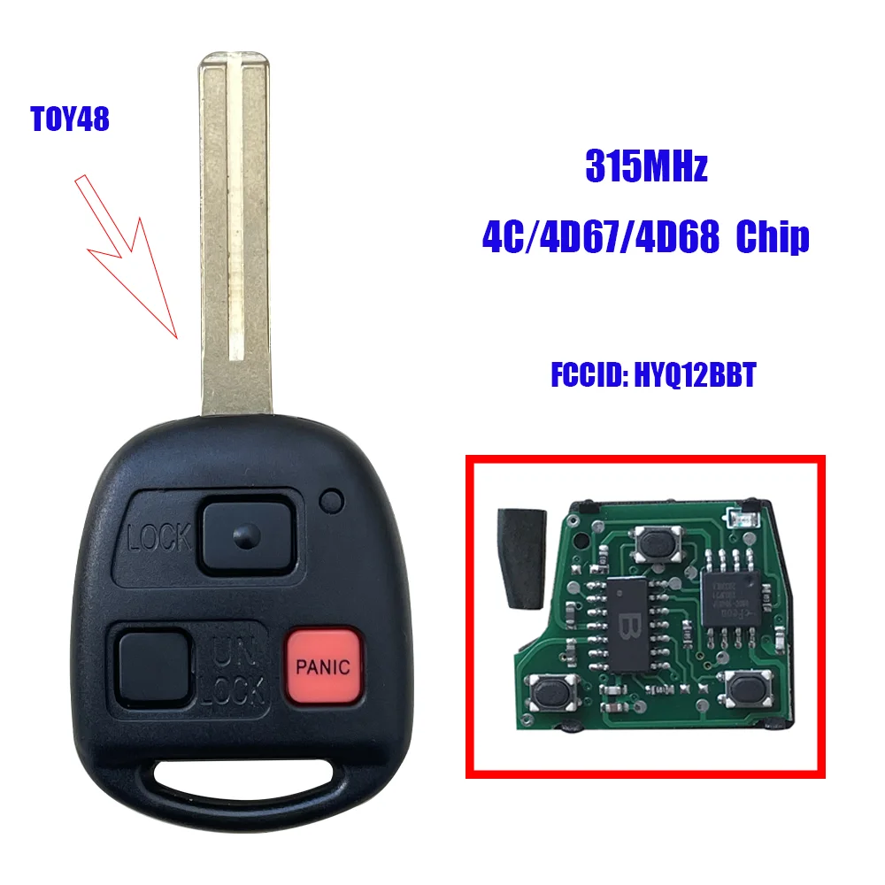 3 Buttons Remote Key 314MHZ HYQ12BBT 4C/4D68/4D67 Chip For Lexus RX330 2004-2006 RX350 2007-2009 LS430 ES330 SC430 Fit Toyota