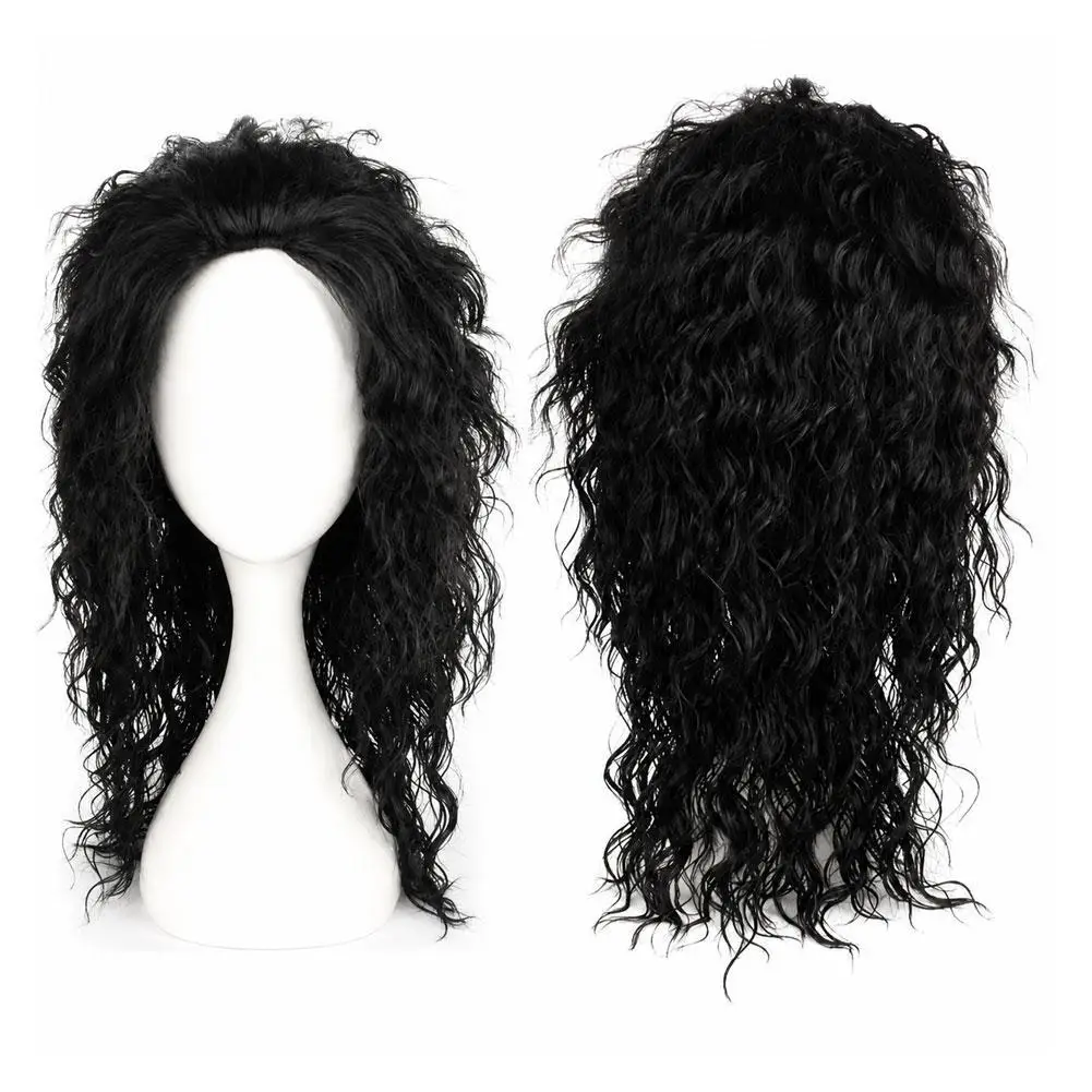 Anime Michael Jackson Cosplay Michael Cosplay Black Wig Michael Role Play Medium Long Curly Black Hair Wig Halloween Cos Wigs