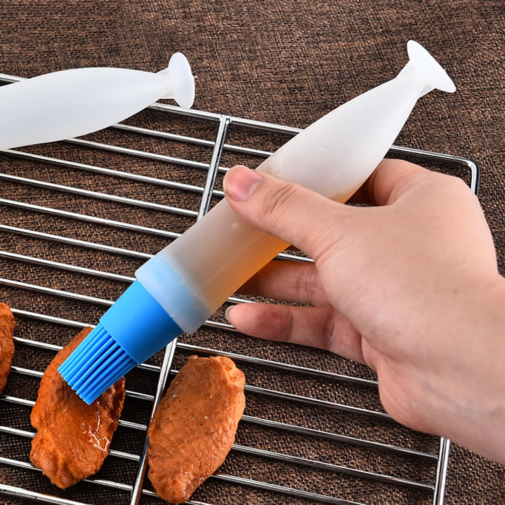 

4Pcs Oil Brush Silicone BBQ Pastry Oil Brush For Barbecue Home Kitchen Tool Durable Easy Rack Oiler Container