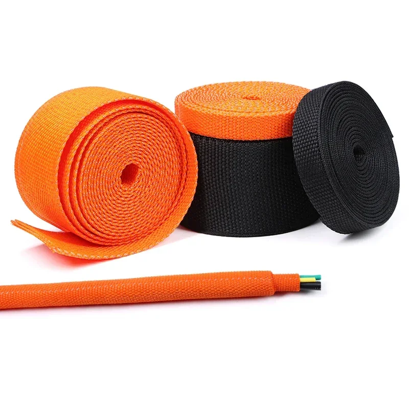 New Shrinkable PET Braided Cable Sleeve Heat Shrink Tube Insulation Flam Retardant Wrap Protection Sheath Wire Organizer 1~50m