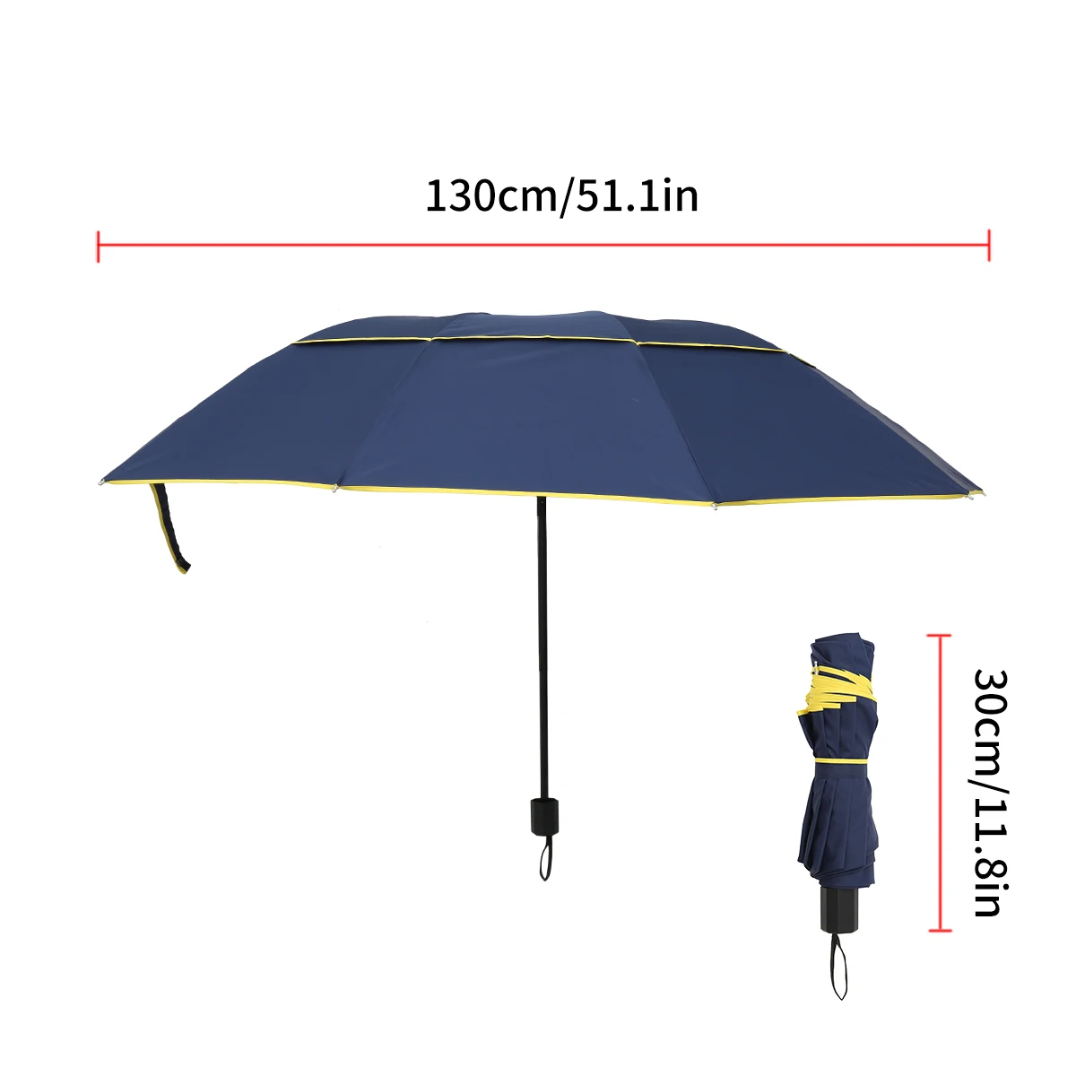 Folding Umbrella Extra Large 10 Ribs Double Layer Manual Open Golf Umbrella Windproof Storm-proof Umbrella for Outdoor Traveling