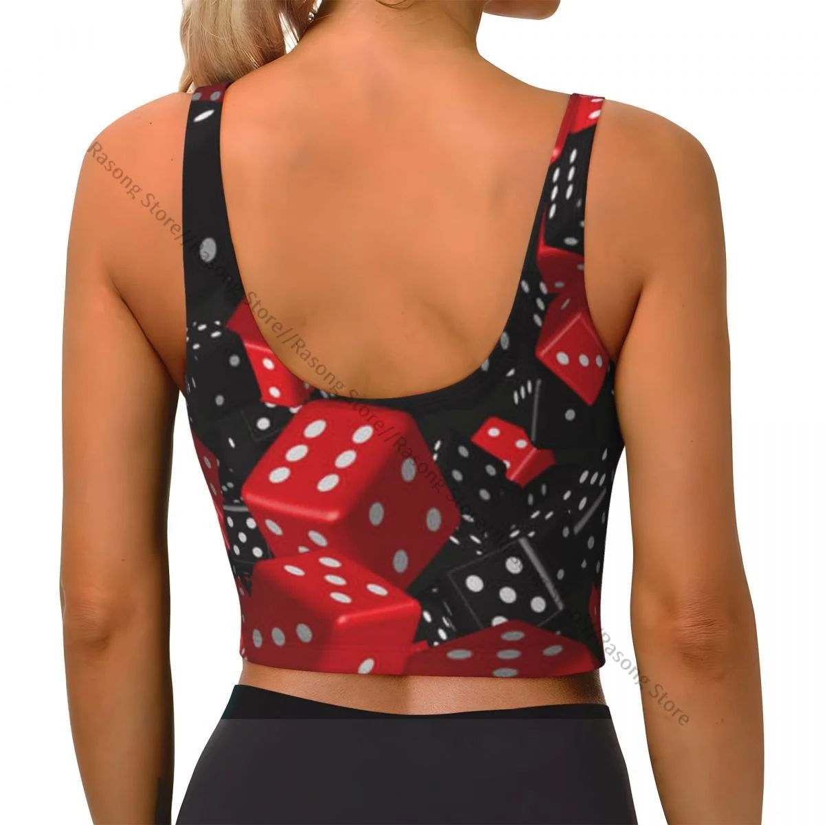 Sutiã esportivo feminino correndo roupas de yoga colete vermelho preto dados padrão reunião colete de fitness