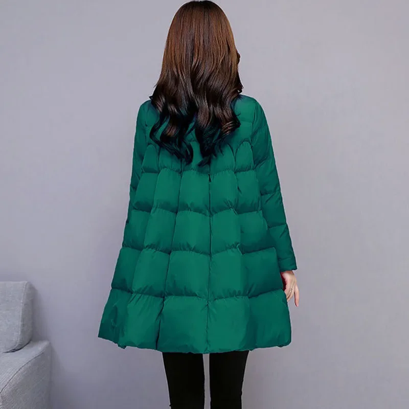 Women Winter Down Padded Jacket  Parkas Coat  New Thick Warm A Word Cotton    Female Outwear 3XL N109