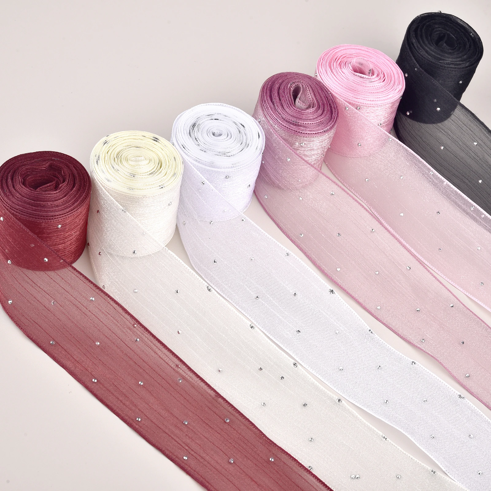 

Bubble Fold Diamond Mesh Ribbon Satin Ribbons For Gift Wrapping Decoration Wedding Bouquets Wreath Sewing Supplies