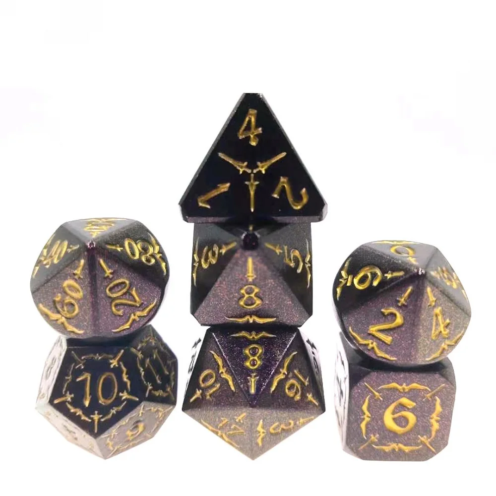 7-piece DND Metal Set for Cool Style Eagle Halloween Role-playing Game Metal Dice Digital Geometric Dice D&D Dice D4 D6 D8~D20