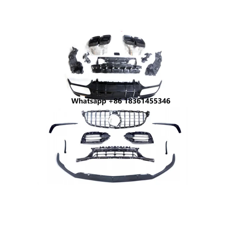 

2015-2021 C63 Upgrade 2019 C63S Style Front Lip Rear Diffuser Car Bumper Grill Body Kit For