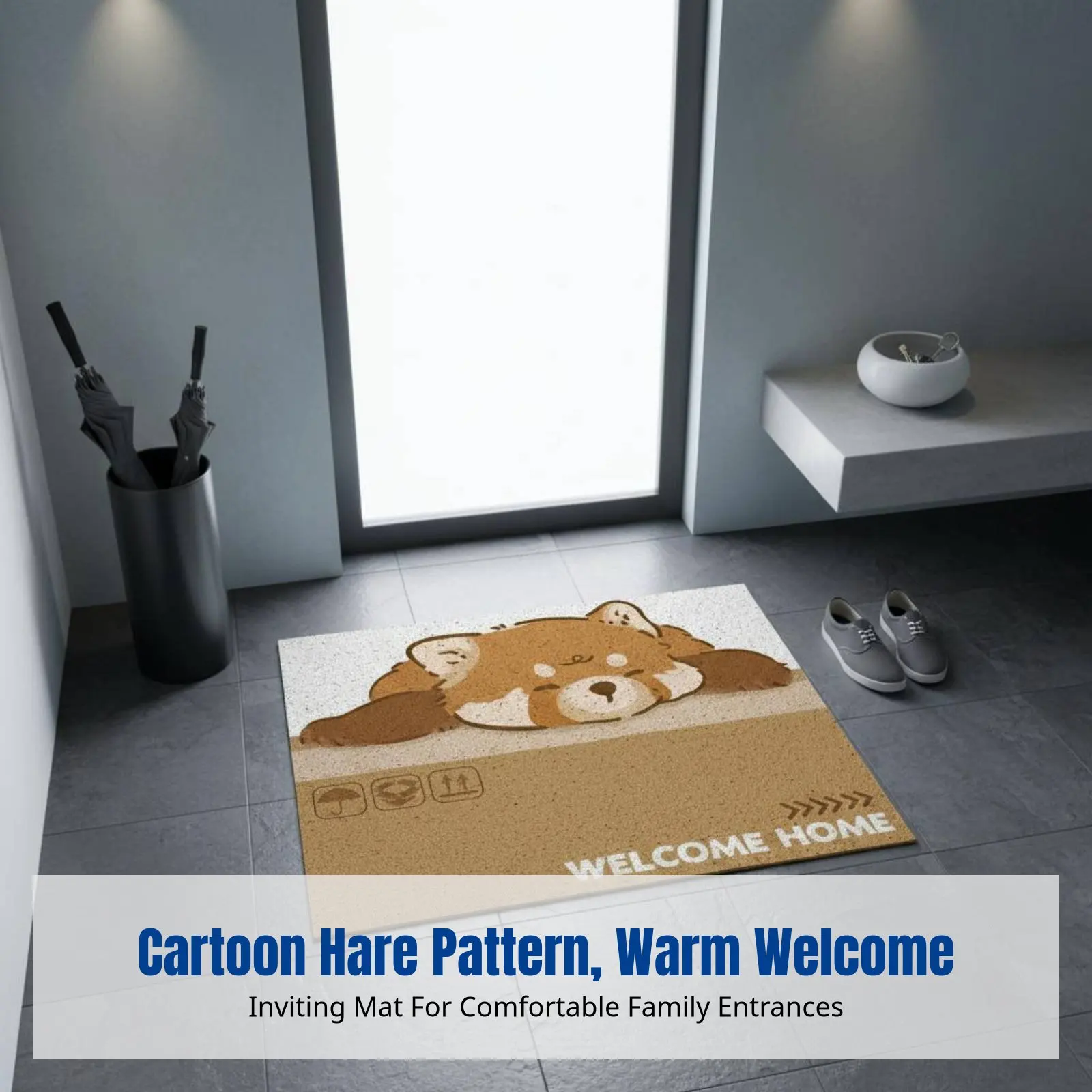 

Cartoon Hare Entryway Rug, PVC Silk Loop, Non-Slip, Easy to Clean, Debris Removal, Living Room Entry