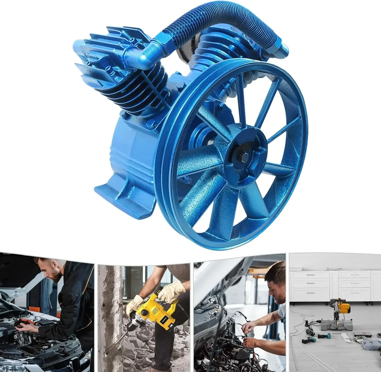 

175PSI 5.5HP 4KW V Type Twin Cylinder Air Compressor P-ump Head Double Stage High efficiency Twin Cylinder Pump Head Motor 21CFM