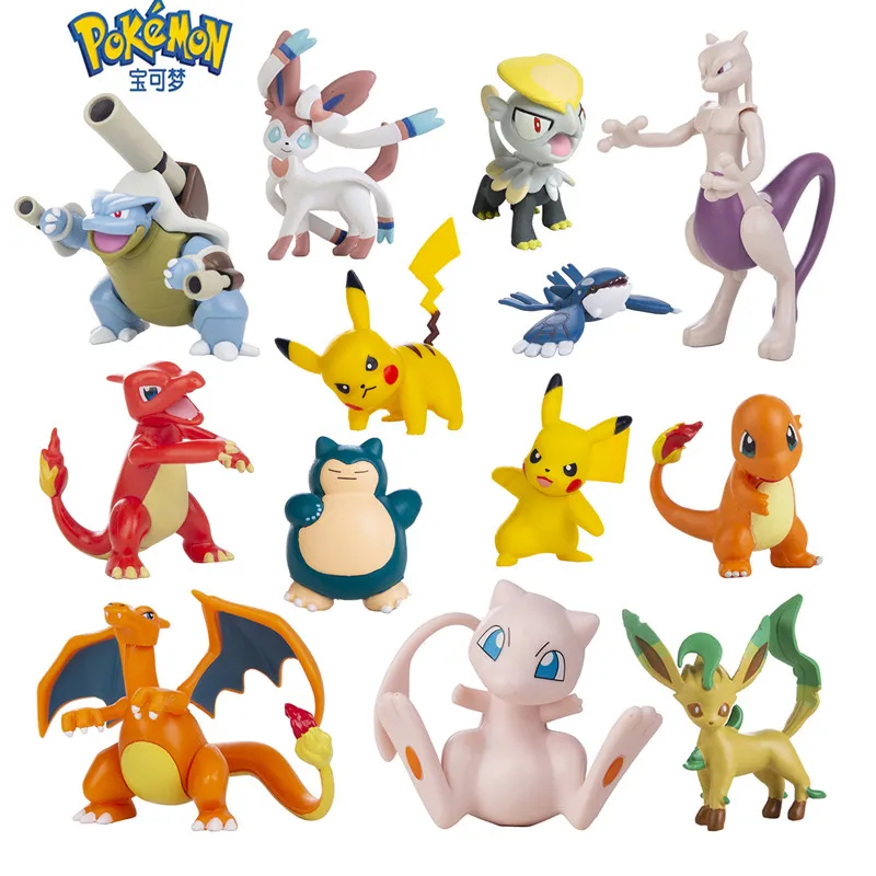 4-13Cm Pokemon Anime Figure Charizard Mewtwo Pikachu  Mew Psyduck Collection Pokemon Action Toys Model Kids Birthday Gifts