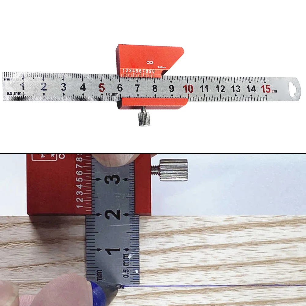 150mm 45/90 Degree Steel Ruler Positioning Slide Stops Woodworking Right Angle Ruler Square DIY Measuring Tool Carpentry Tool