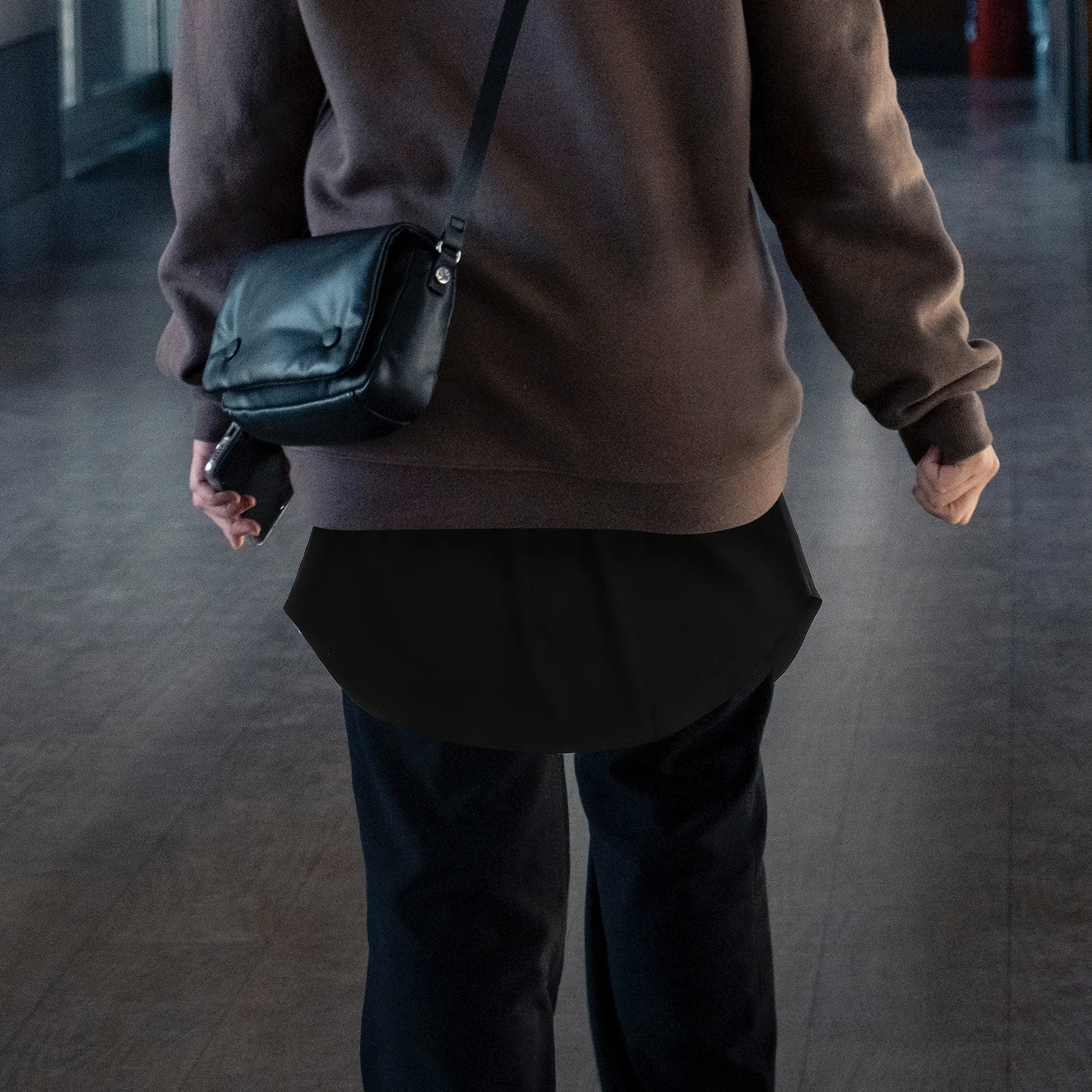 تنورة قصيرة وهمية هيم المرأة قميص موسع سلس سليم صالح طبقات أعلى لارتفاع الخصر الجينز تحت القمصان فستان موسع #6