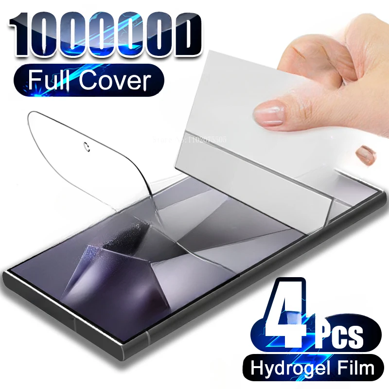 4PCS Full Cover Screen Protectors For Samsung Galaxy S23 S22 S21 S20 S24 Ultra S10 S9 Plus A54 A53 A52 A32 A34 5G Hydrogel Film