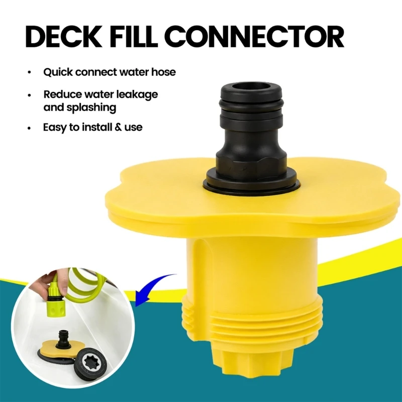 Marine Deck Water Access Fitting, ABS Flanged Body with Threaded Lower Section for Boat Fill Point Service Use, Single Piece