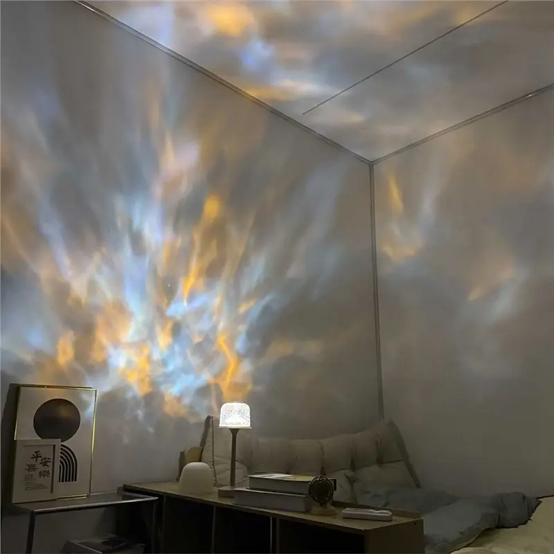 B50C RGB 16-Color Dimmable Floor Lamp Color Changing With Remote Control Water Ripple Ambiance Ambient Light Romantic Projection