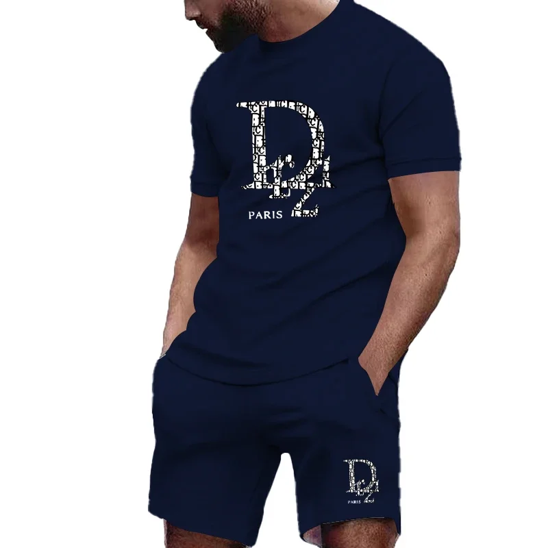 

Fashionable summer outdoor sports suit men's short-sleeved T-shirt and shorts casual fashion two-piece breathable popular
