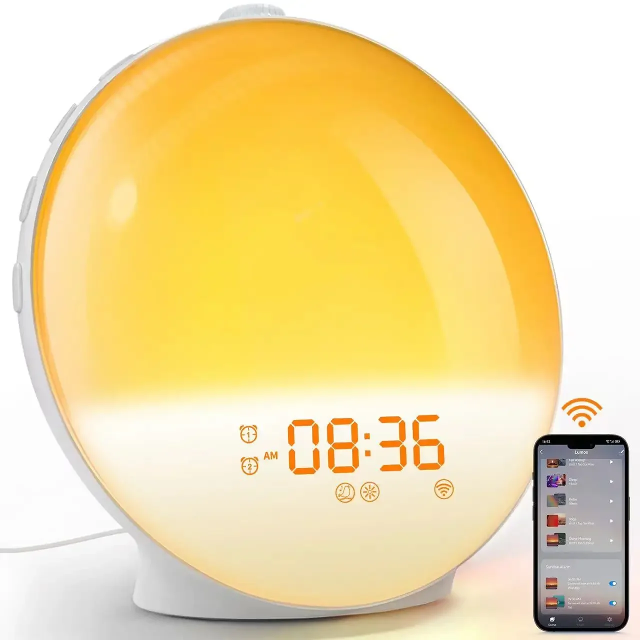 

Sunrise Light Wake-up Alarm Clock, Sunset Analog Digital Clock with Night Light FM Radio Clock, Wake-up Light