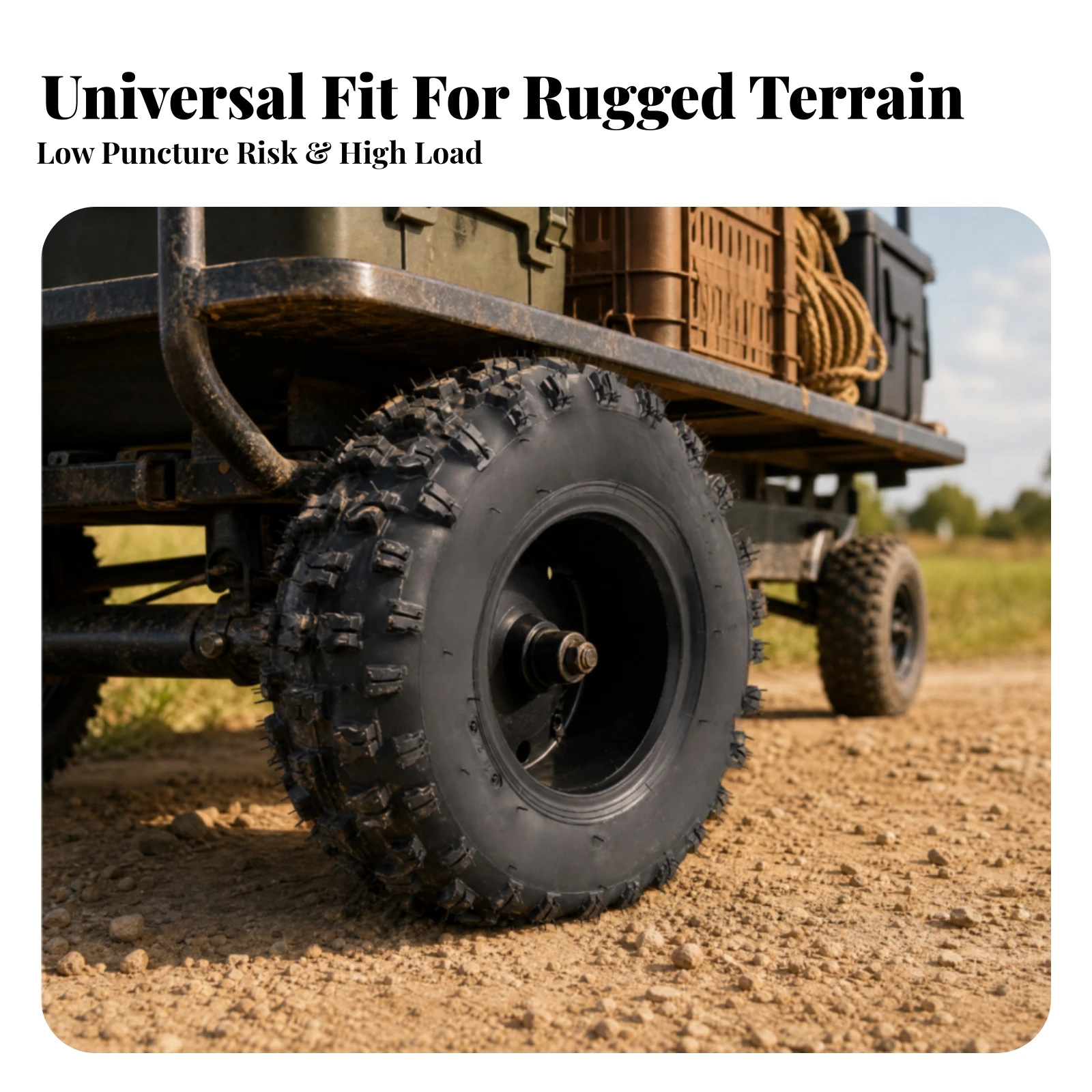 13x5.00-6 Tire Trail Tubeless ATV Tire with Block Pattern Pneumatic High-Grip for Loose Uneven Terrain, Recreational Vehicles