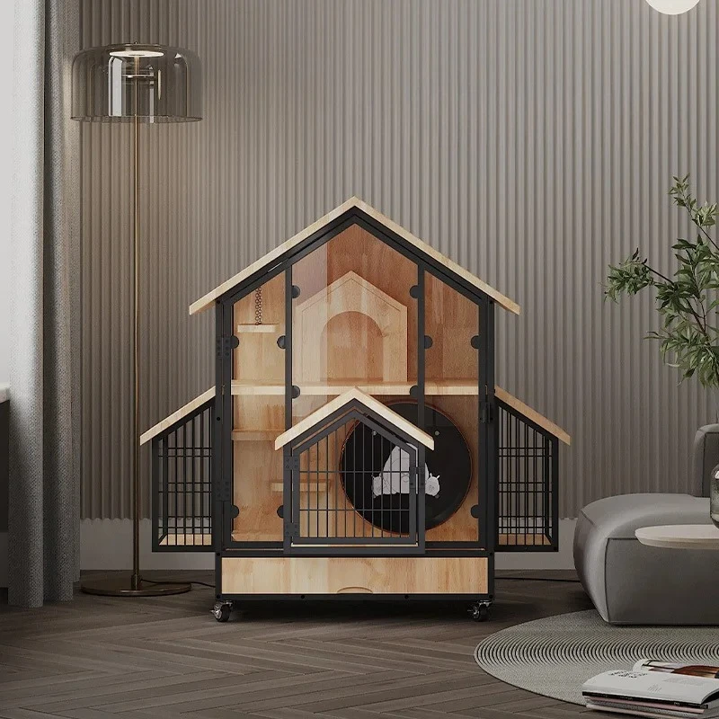 Solid wood chinchilla special cabinet cage cat villa large display cabinet treadmill household anti-bite chinchilla cage