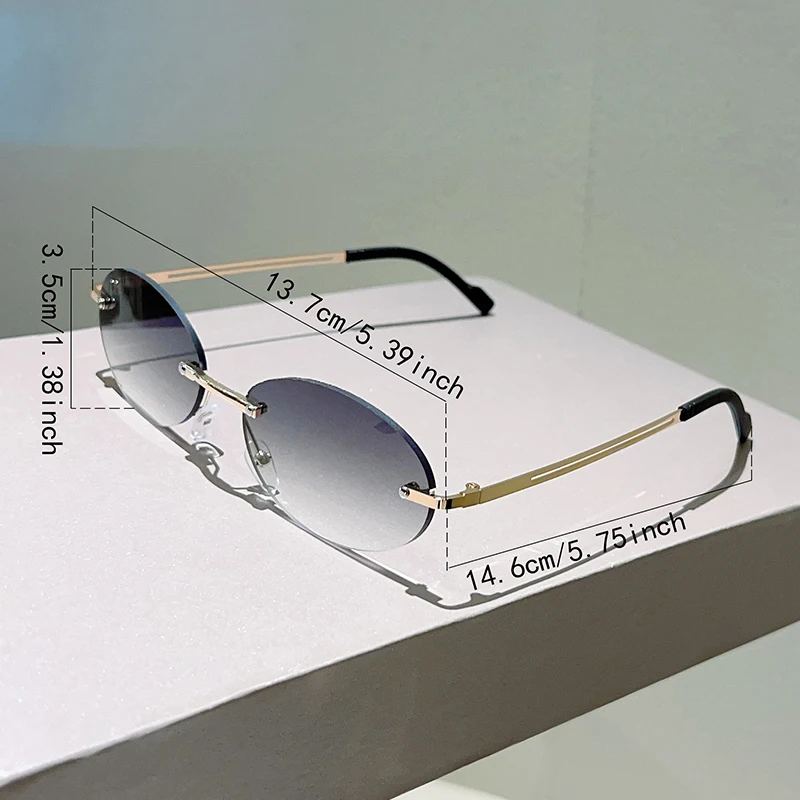 بدون شفة البيضاوي النظارات الشمسية النساء أزياء التدرج ديكور ظلال النظارات الجديدة العصرية خمر العلامة التجارية تصميم النظارات غير رسمية