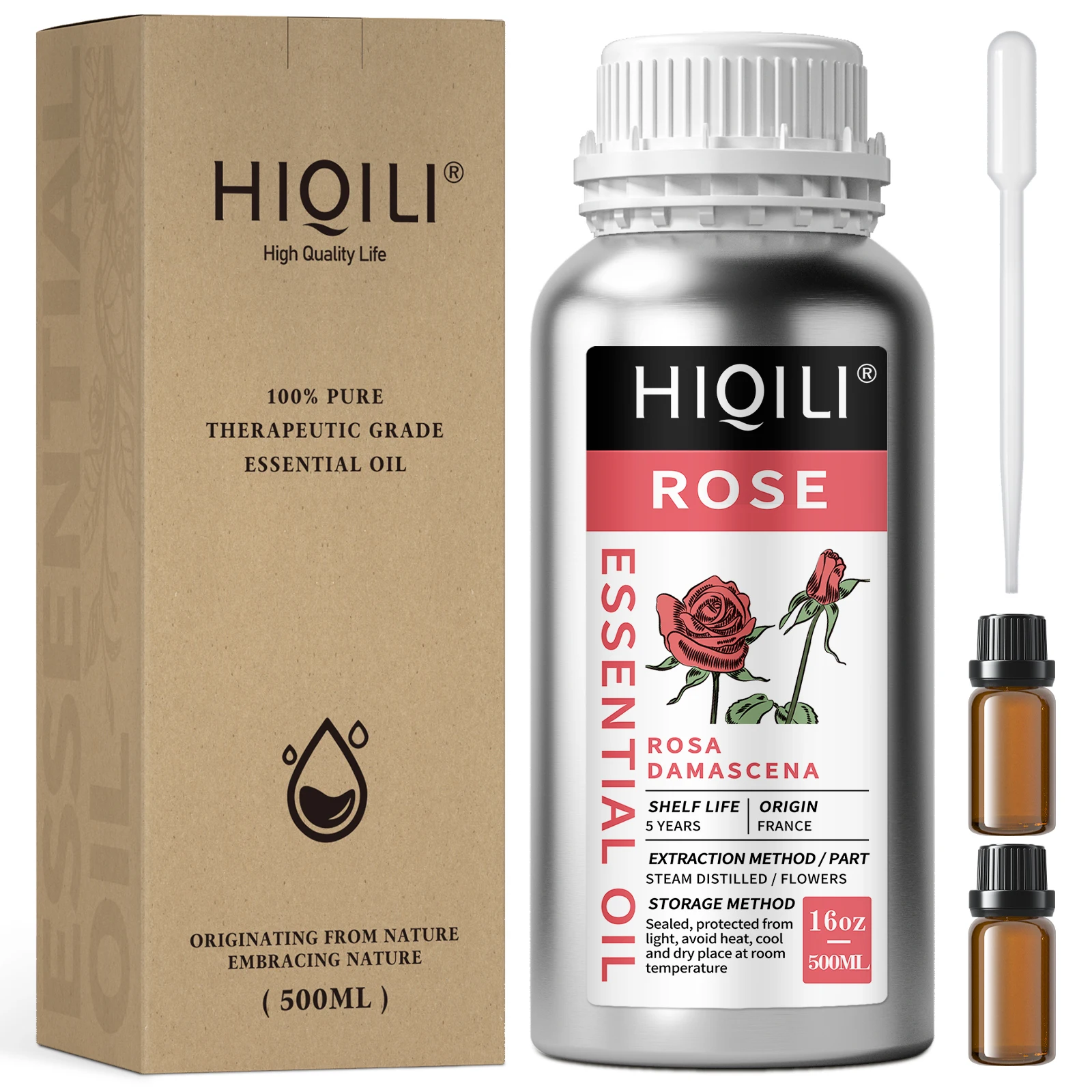 HIQILI 500ML Rose Essential Oils,100% Pure Nature for Aromatherapy | Used for Diffuser,Humidifier,Massage | Perfume DIY