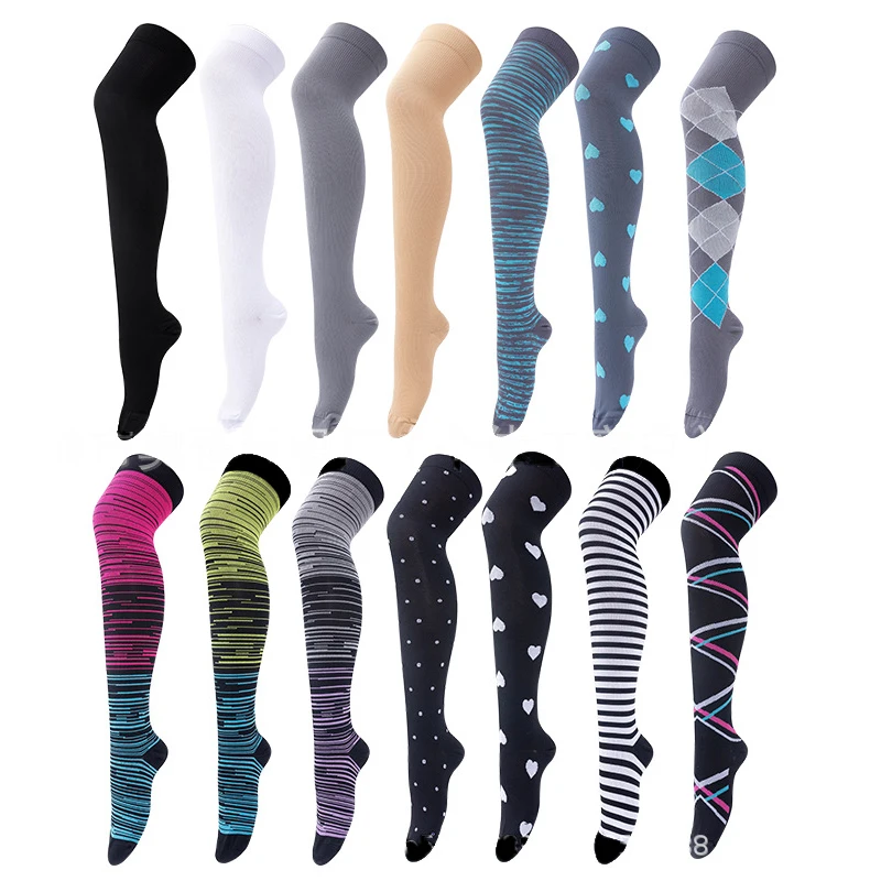 Brand Above The Knee Compression Stockings Men Women Thighs Socks Compress Elastic Sports Long Socks Running Gradient pressure