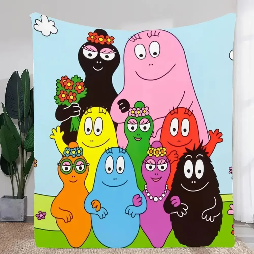 Colorful Barbapapa Family Throw Blanket - Whimsical Blob-Shaped Characters Design for Family Snuggles, Cozy Soft Microfiber Blan