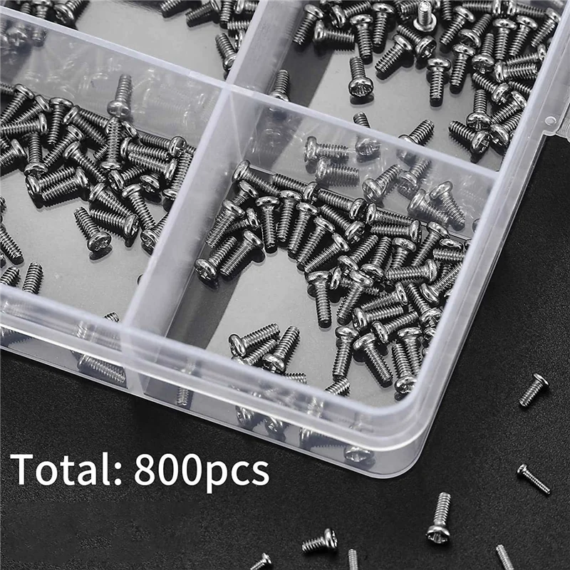 800 Pc Tiny Screws for Electronics, Small Mini Pan Machine Screws Kit for Eyeglasses Watches Clocks Repair