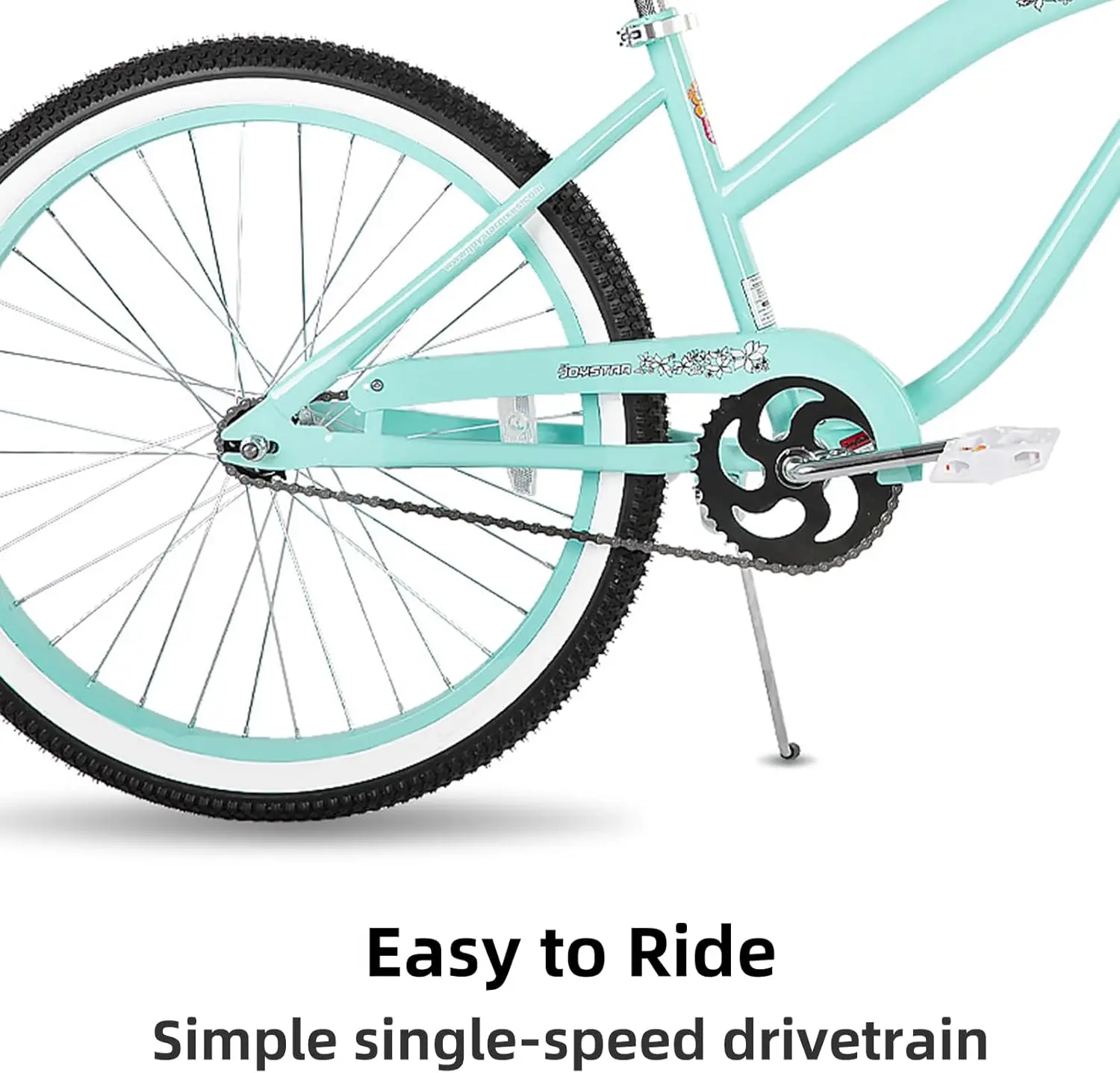 Bicicleta de praia cruiser de 24 "para meninas, meninos, homens e mulheres, bicicletas de cruiser infantis de velocidade única com freio de montanha-russa, Co múltiplo