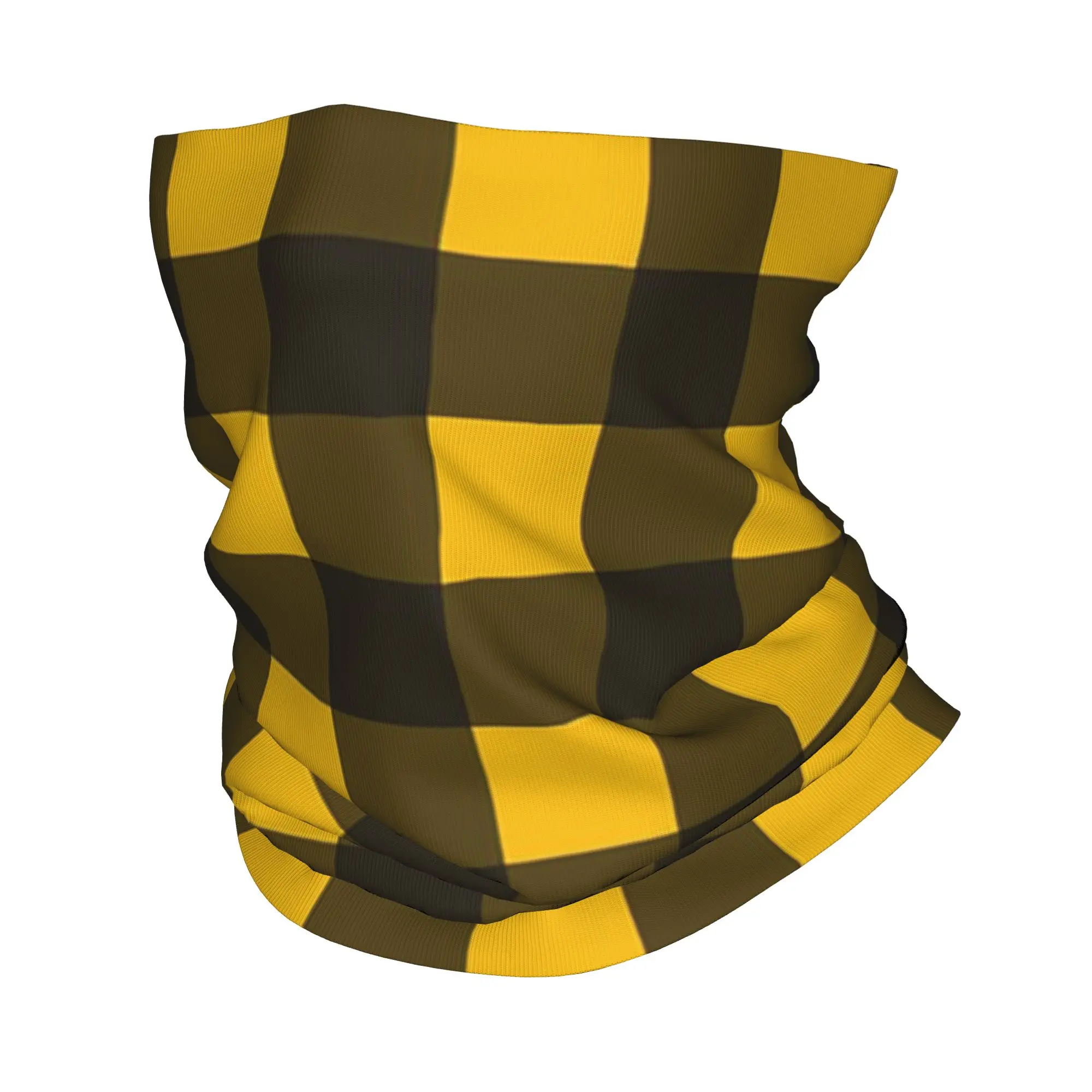 Yellow And Black Buffalo Check Pattern Bandana Neck Cover Printed Wrap Mask Scarf Multi-use Cycling Scarf Running For Men Women