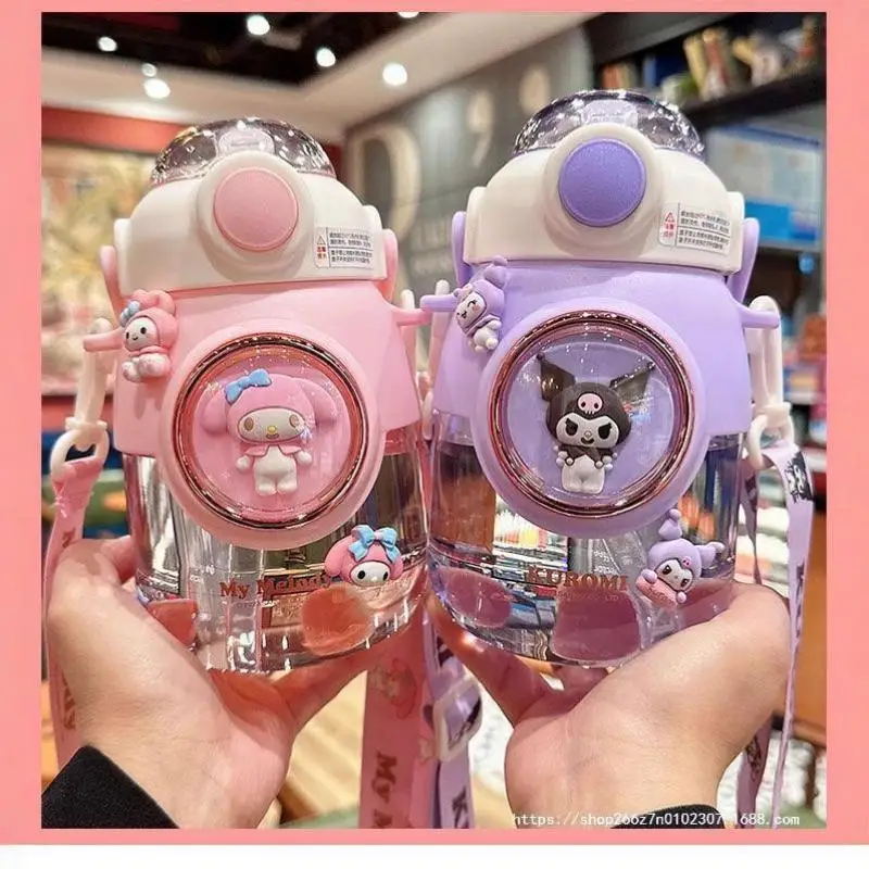 

Kuromi Cartoon Sanrio Water cup female students cute children sip cup portable water bottle summer anti-fall plastic Hot Sell