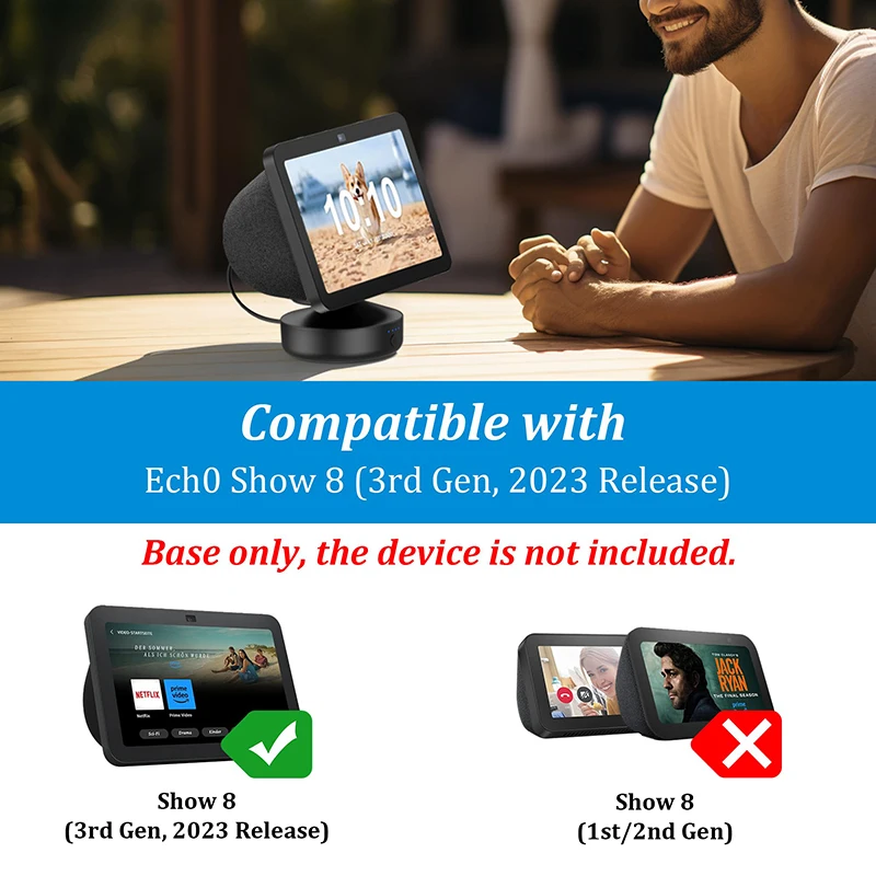 قاعدة بطارية محمولة من PlusAcc ، محطة إرساء لعرض الصدى 8 الجيل الثالث ، شاحن ، مكبر صوت ذكي من أمازون ، حامل