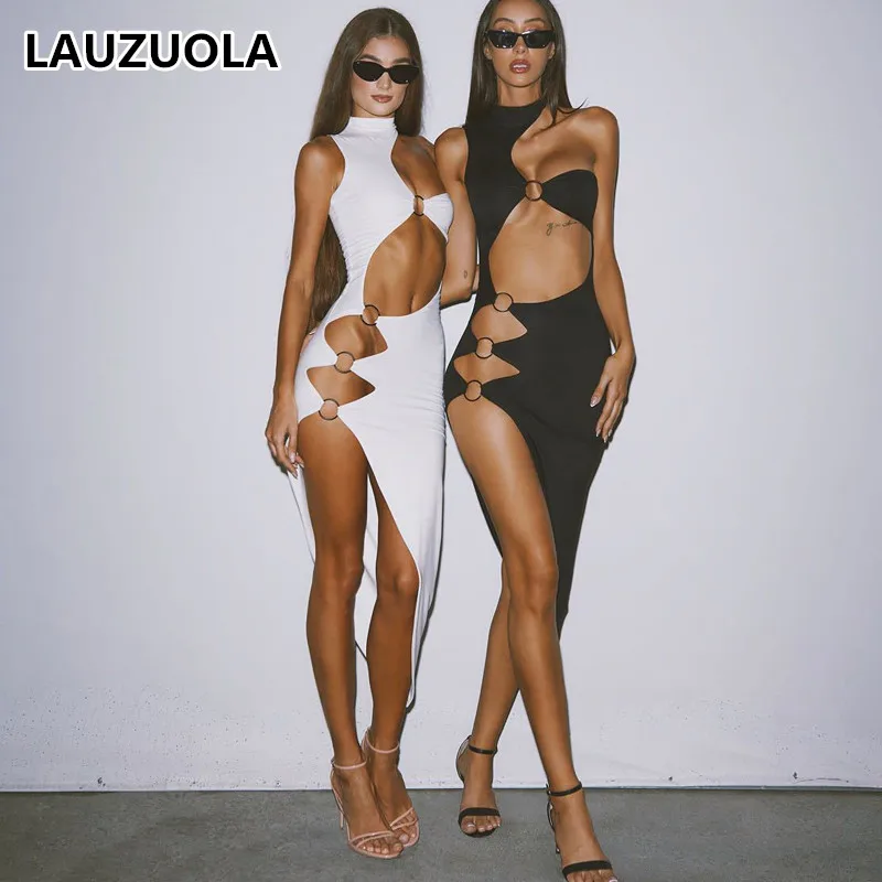 Sexy Cut Out Irregular Beach Holiday Dress 2025 New Summer Fashion Elegant Night Club Party Long Dresses for Women