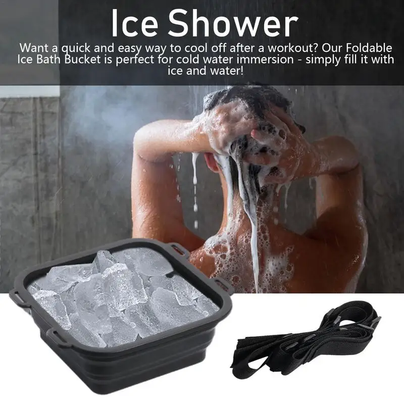 Foldable Ice Bath Bucket Athletes Shower Basin Bucket Silicone Cold Plunge Basket Portable Ice Shower Basin Fruit Washing Basket