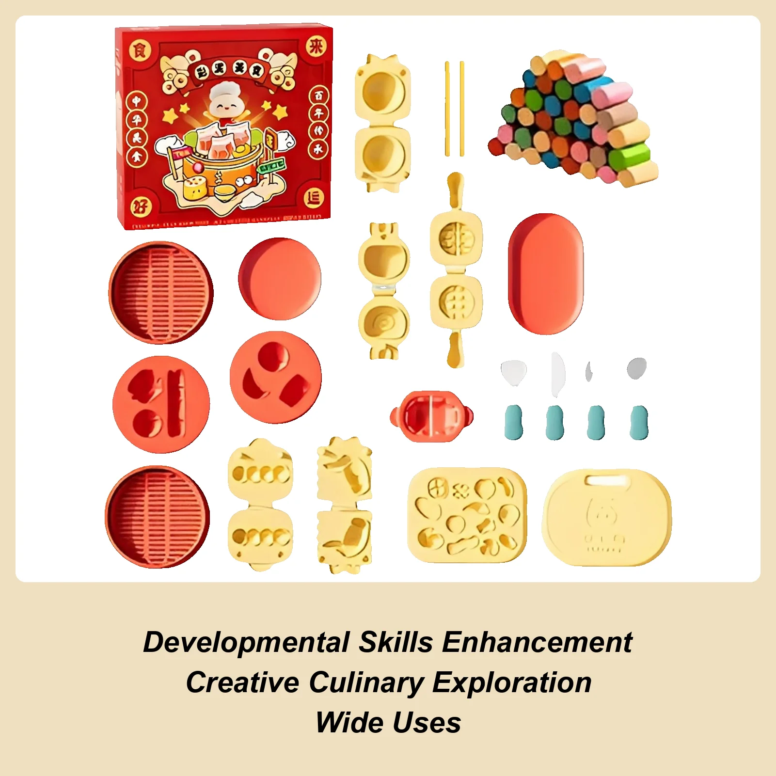 Argilla da modellare per bambini Tema cucina cinese Giocattoli da cucina Kit artigianale Finta cibo per ragazzi Ragazze Scolpire festa di compleanno