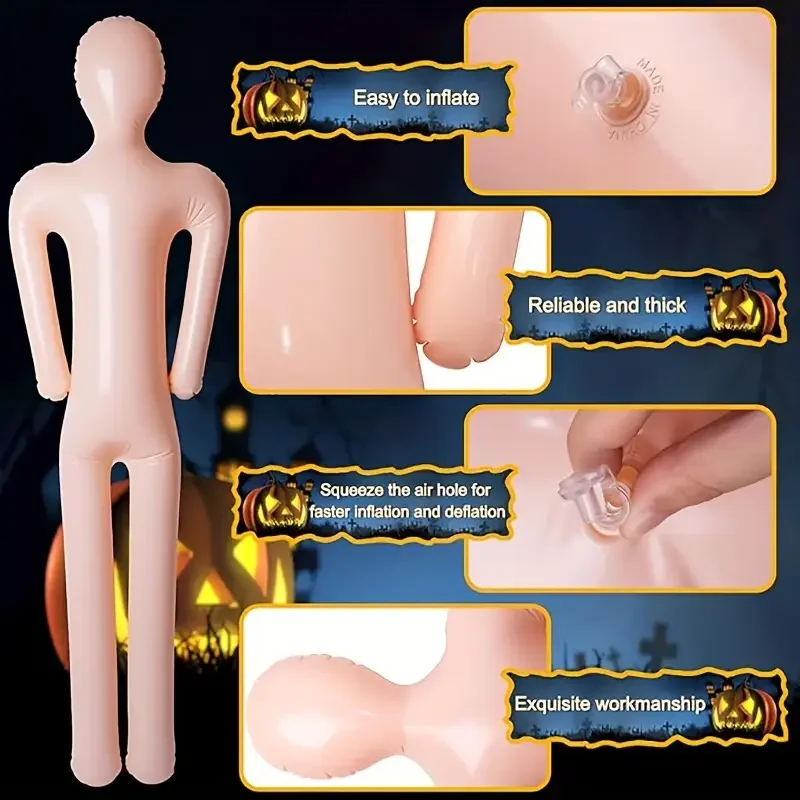 1 دمية قابلة للنفخ - مادة PVC متينة للعب الأدوار - منزل مسكون خارجي/داخلي، ديكور حفلات مبتكر مضحك للترفيه #4